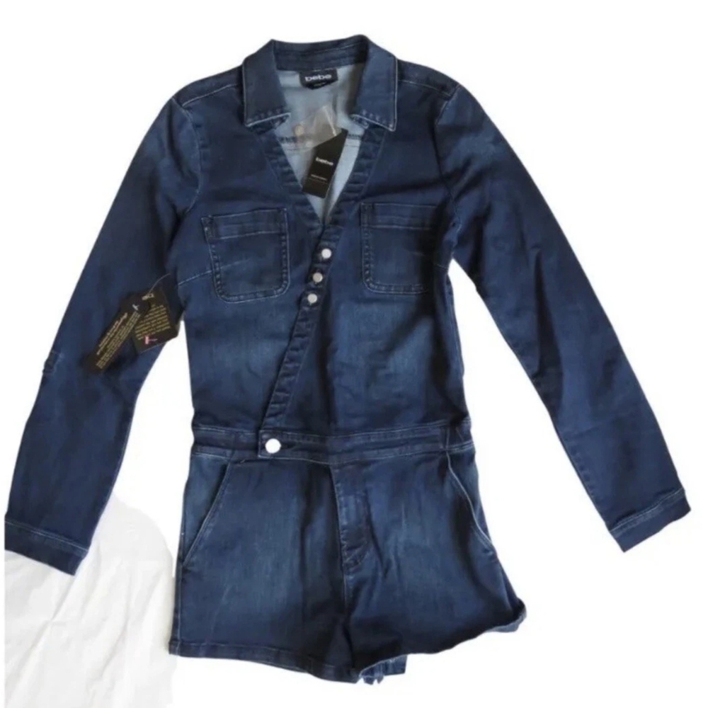 bebe Blue Denim Jumpsuit